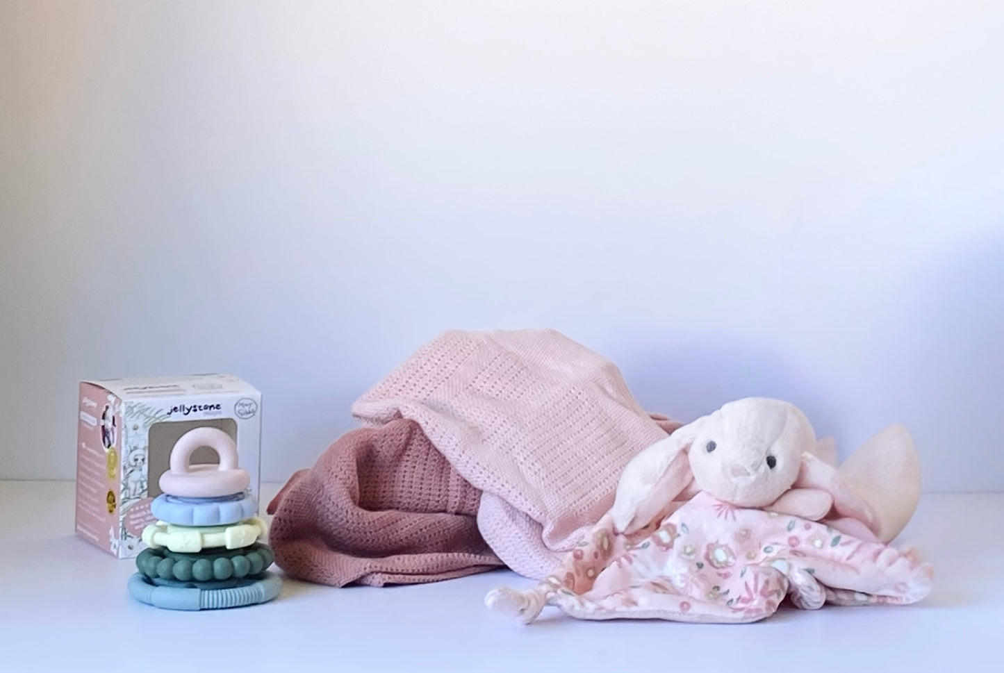 Little Love Girl - baby gift box with pink blankets, teether toy, chocolate and pampering treats for Mum - Gift Bento