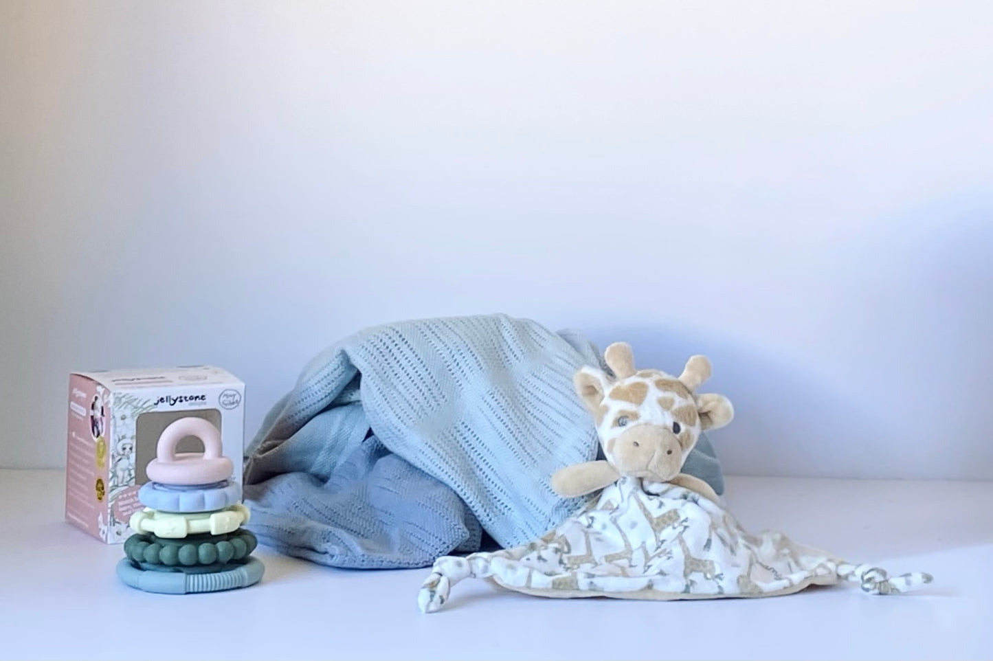 Little Love Boy - baby gift box with blue blankets, teether toy, Bahen & Co chocolate and self-care treats for Mum - Gift Bento
