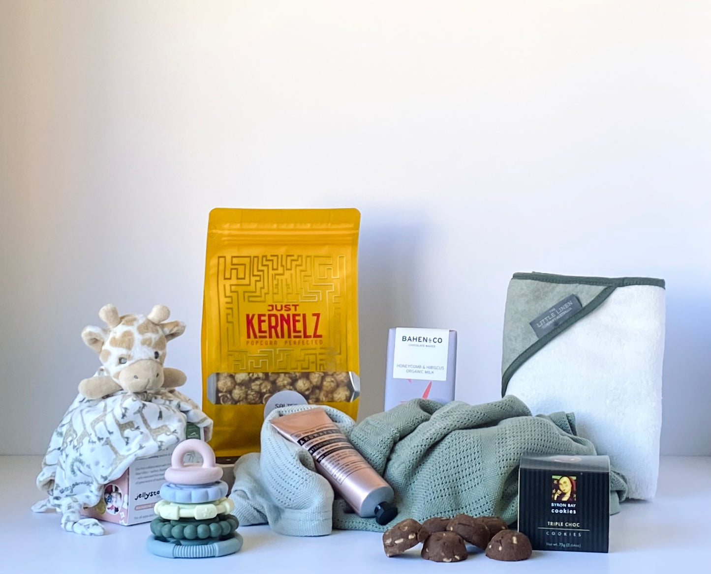Team No Sleep - new baby gift box with blankets, hooded towel, teether toy, gourmet snacks and pampering treats - Gift Bento